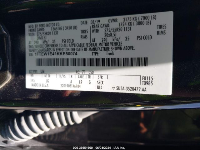 1FTEW1E41KKE50074 Ford F-150 Xl