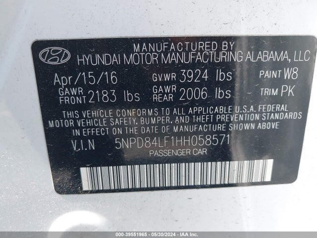 Hyundai ELANTRA SE 2017 5NPD84LF1HH058571 Image 9