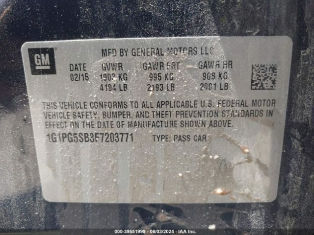 1G1PG5SB3F7203771 Chevrolet CRUZE LTZ