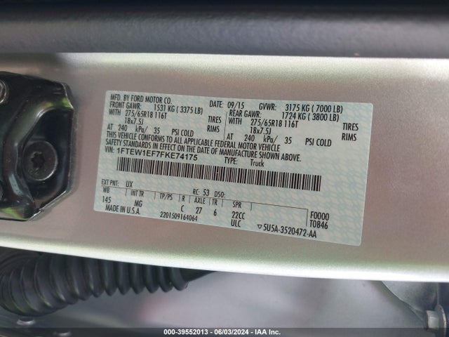 Ford F-150 Xlt 2015 1FTEW1EF7FKE74175 Image 9