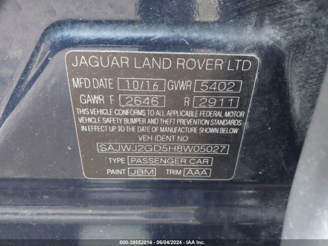SAJWJ2GD5H8W05027 Jaguar Xj Xjl Portfolio