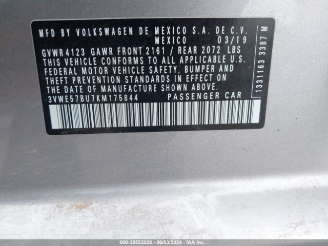 3VWE57BU7KM175844 Volkswagen Jetta 1.4t Sel