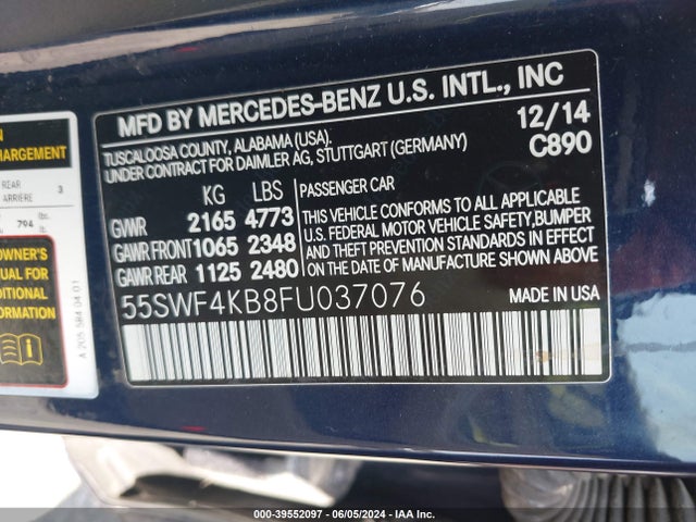 55SWF4KB8FU037076 Mercedes-Benz C 300 4matic/luxury 4matic/sport 4matic