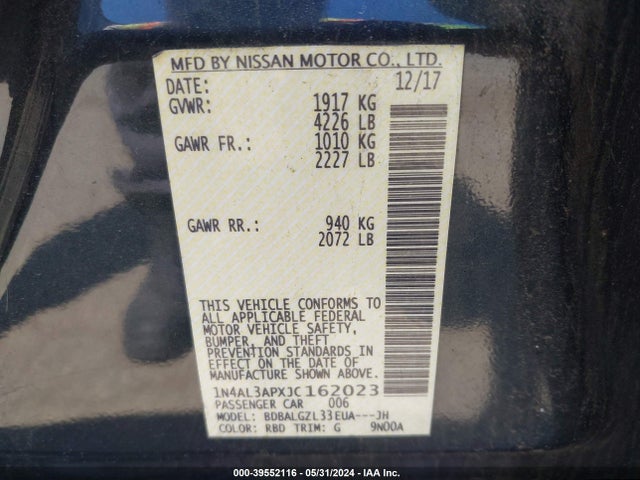 Nissan Altima 2.5 S 2018 1N4AL3APXJC162023 Image 9