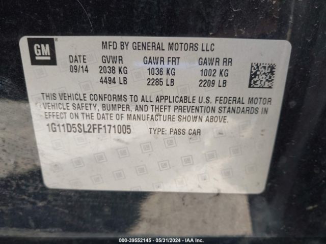 1G11D5SL2FF171005 Chevrolet MALIBU 2LT