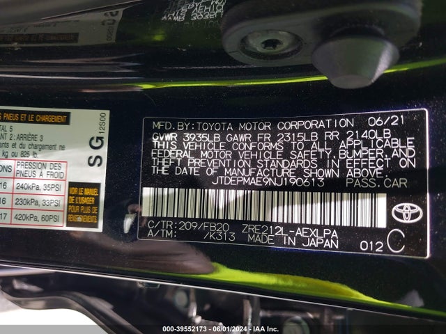 Toyota COROLLA LE 2022 JTDEPMAE9NJ190613 Image 9