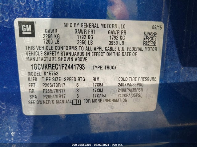 Chevrolet Silverado 1500 1lt 2015 1GCVKREC1FZ441793 Image 9