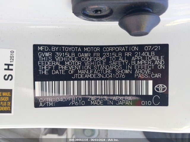 Toyota Corolla Hybrid Le 2022 JTDEAMDE3NJ041076 Image 9
