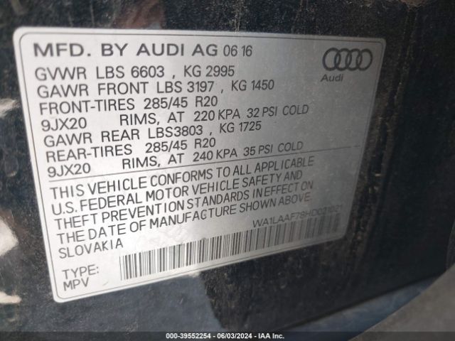 WA1LAAF78HD021021 Audi Q7 3.0t Premium