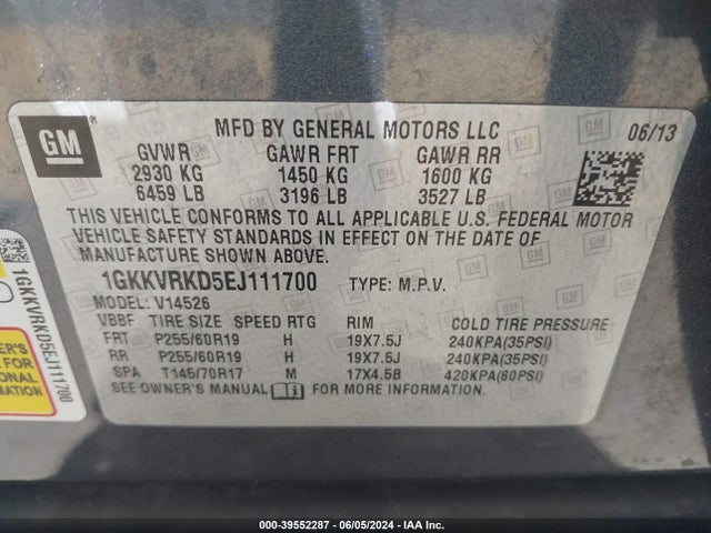 1GKKVRKD5EJ111700 GMC Acadia Slt-1