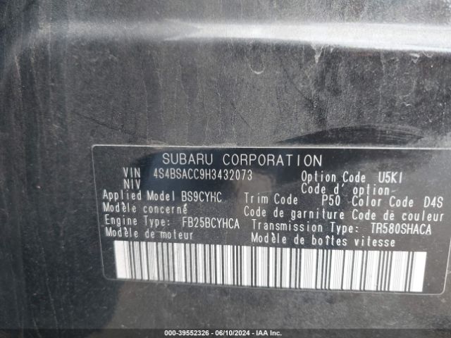 4S4BSACC9H3432073 Subaru Outback 2.5i Premium