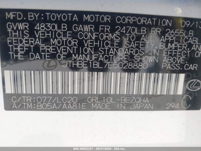 JTHBE1BL7E5028880 Lexus GS 350
