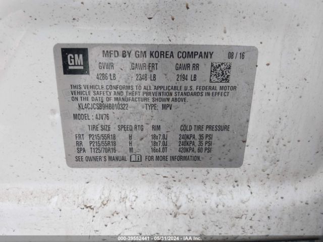 KL4CJCSB9HB010322 Buick Encore Essence