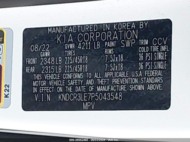 KNDCR3LE7P5043548 KIA Niro Ex Touring
