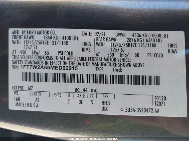 Ford F-250 Xl 2021 1FT7W2A66MED02915 Image 9