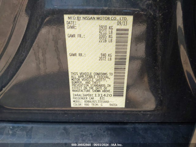 Nissan Altima 2.5 S 2014 1N4AL3AP0EC131420 Image 9