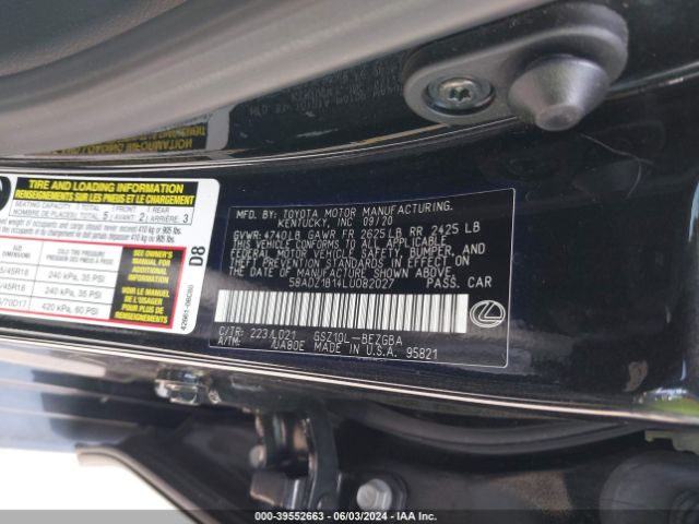 58ADZ1B14LU082027 Lexus ES 350