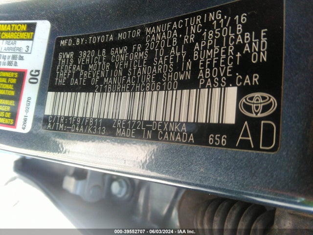 Toyota COROLLA LE 2017 2T1BURHE7HC806100 Image 9
