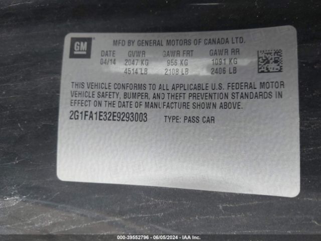 2G1FA1E32E9293003 Chevrolet Camaro 2ls