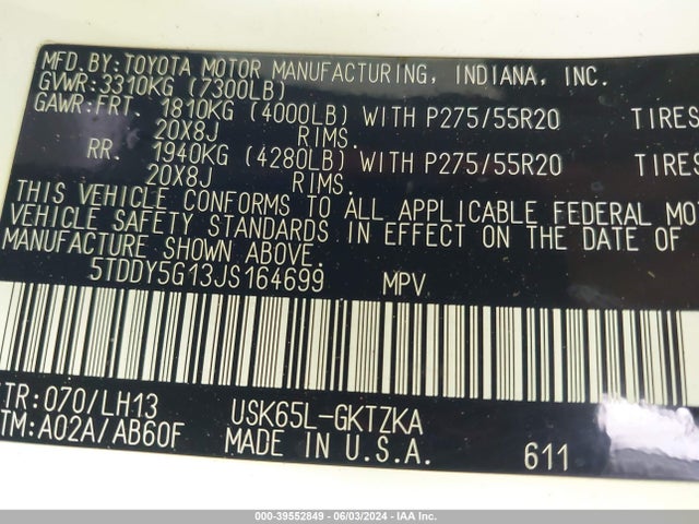 Toyota Sequoia Platinum 2018 5TDDY5G13JS164699 Image 9