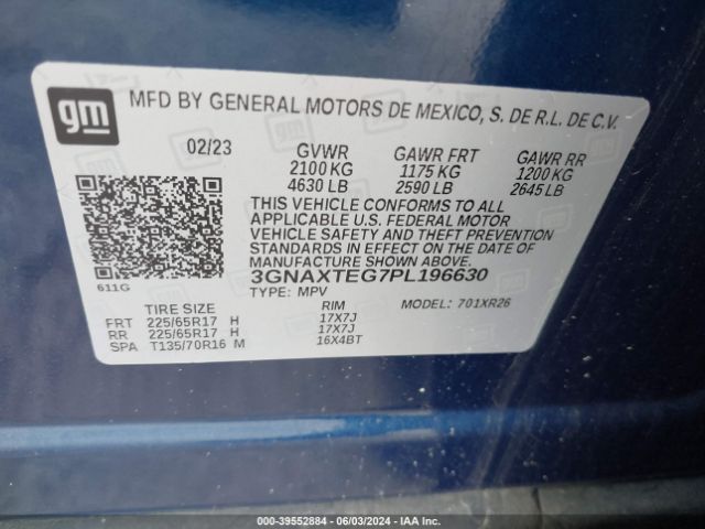 3GNAXTEG7PL196630 Chevrolet Equinox Awd 2fl
