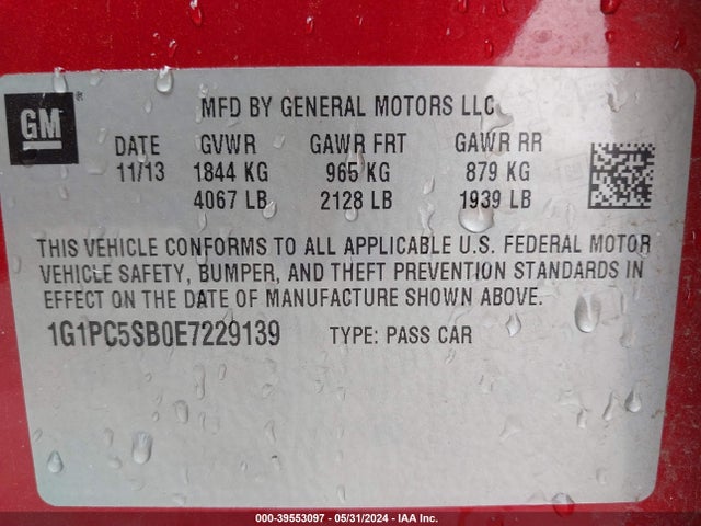 Chevrolet Cruze 1lt Auto 2014 1G1PC5SB0E7229139 Image 9