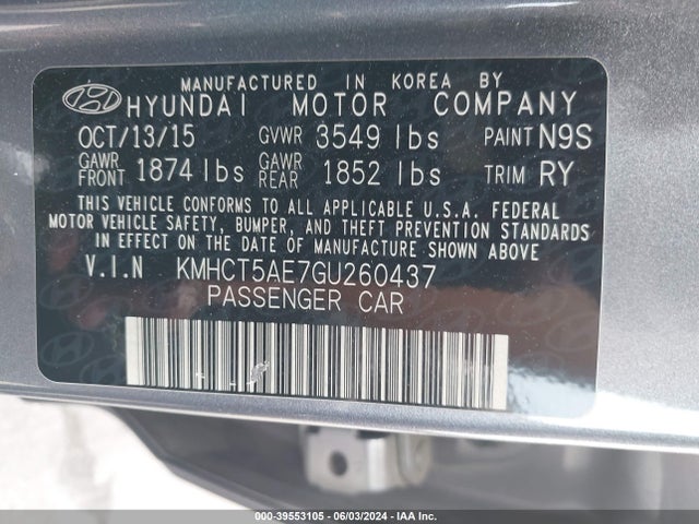 Hyundai ACCENT SE 2016 KMHCT5AE7GU260437 Image 9