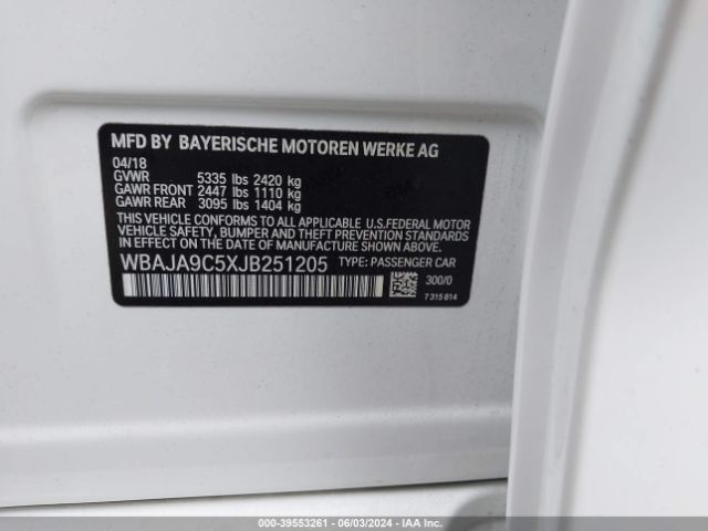 WBAJA9C5XJB251205 BMW 530e Iperformance