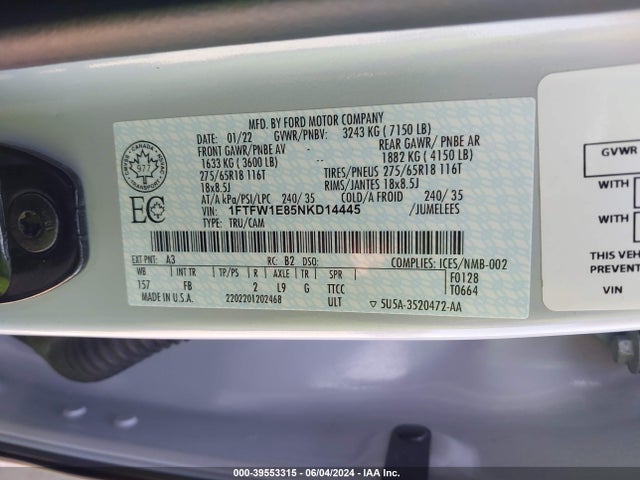 Ford F-150 Xlt 2022 1FTFW1E85NKD14445 Image 9