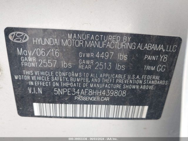 5NPE34AF8HH439808 Hyundai Sonata Sport