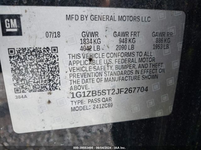 1G1ZB5ST2JF267704 Chevrolet Malibu 1ls