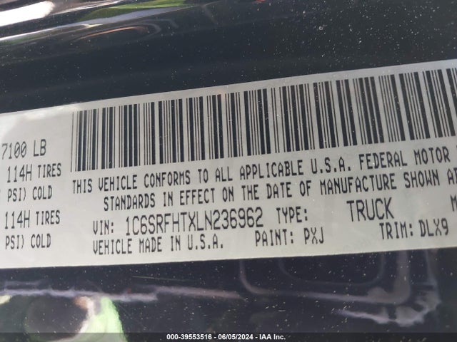 RAM 1500 Limited  4x4 5'7 Box 2020 1C6SRFHTXLN236962 Image 9