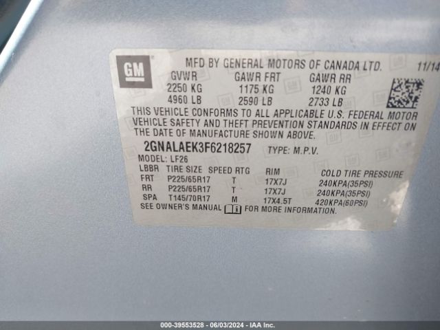 2GNALAEK3F6218257 Chevrolet EQUINOX LS