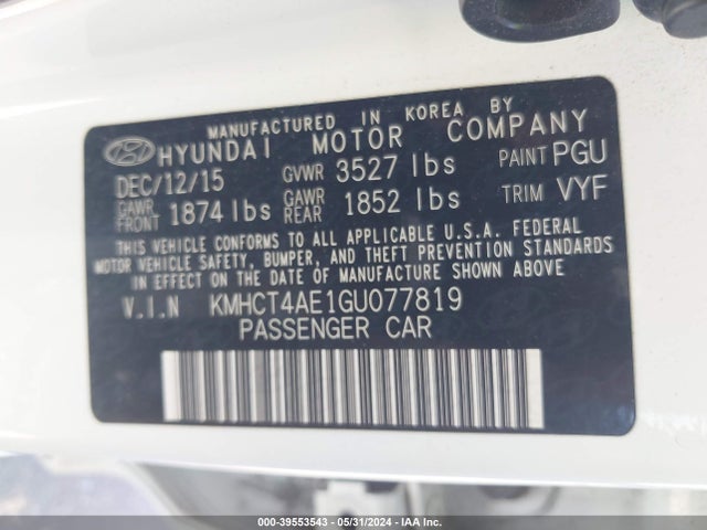 Hyundai ACCENT SE 2016 KMHCT4AE1GU077819 Image 9