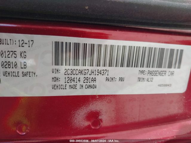 2C3CCAKG7JH194371 Chrysler 300 Limited Awd