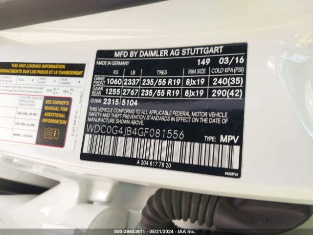 WDC0G4JB4GF081556 Mercedes-Benz GLC 300