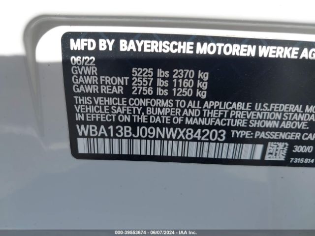WBA13BJ09NWX84203 BMW 530 I Xdrive