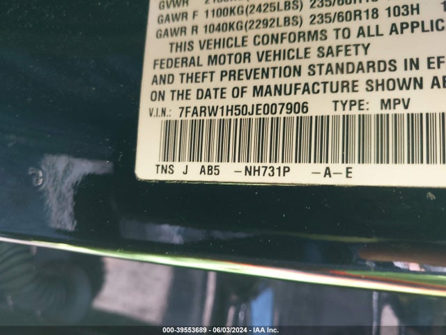 Honda CR-V EX 2018 7FARW1H50JE007906 Image 9