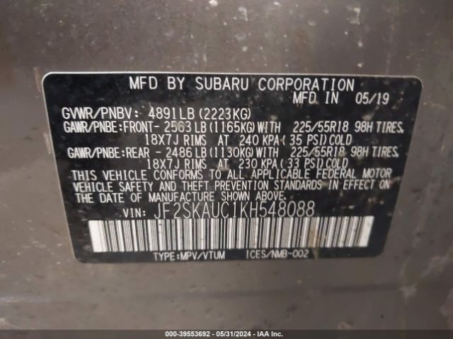 JF2SKAUC1KH548088 Subaru Forester Limited