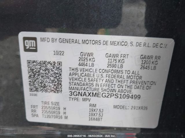 3GNAXMEG2PS109499 Chevrolet Equinox Fwd Rs