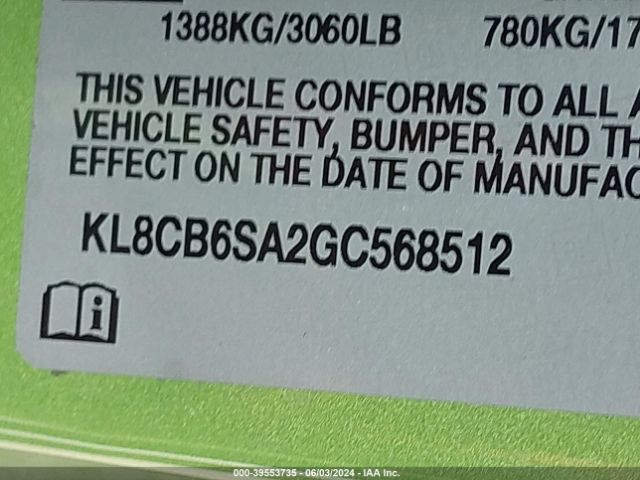 KL8CB6SA2GC568512 Chevrolet Spark Ls Cvt