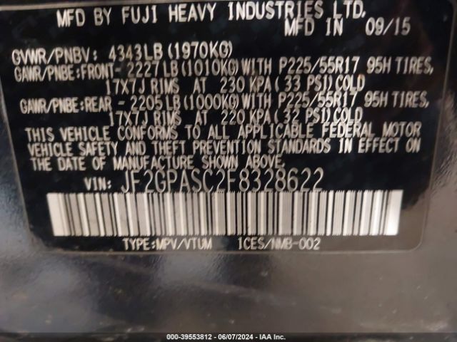 JF2GPASC2F8328622 Subaru Xv Crosstrek 2.0i Limited