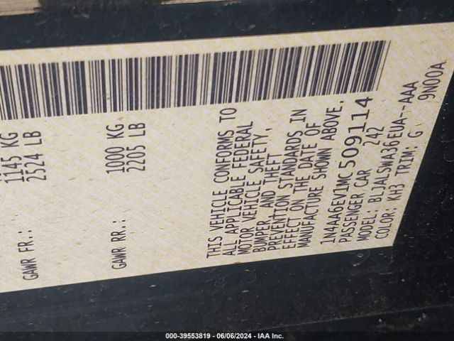 1N4AA6EV1MC509114 Nissan Maxima Sr Xtronic Cvt