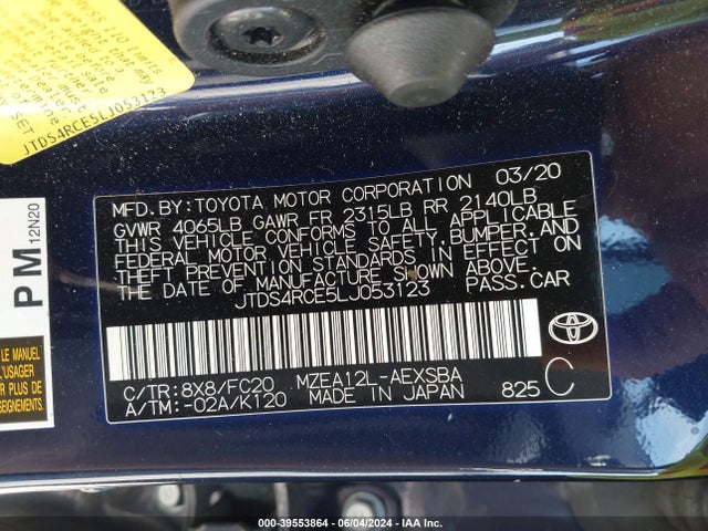 Toyota COROLLA SE 2020 JTDS4RCE5LJ053123 Image 9