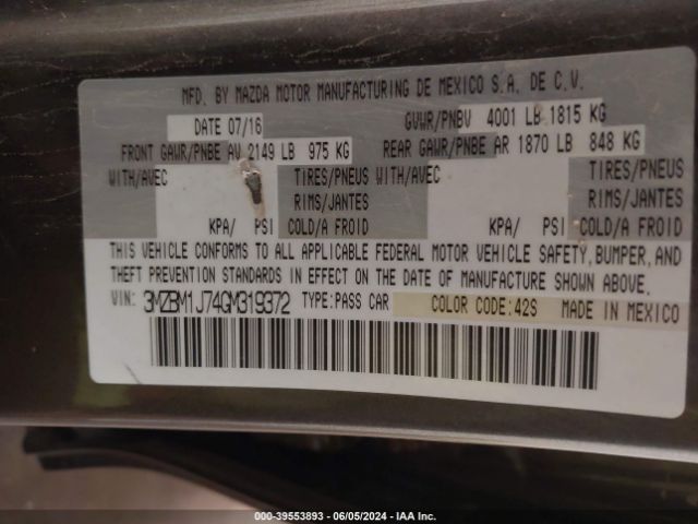 3MZBM1J74GM319372 Mazda Mazda3 I Sport