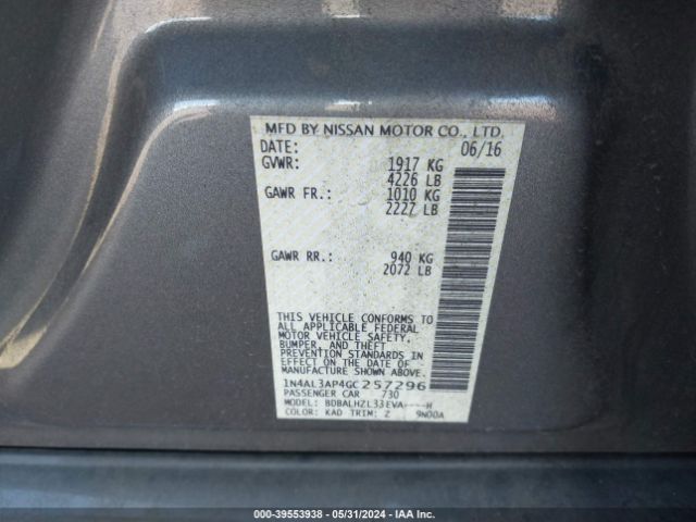 1N4AL3AP4GC257296 Nissan Altima 2.5 Sr