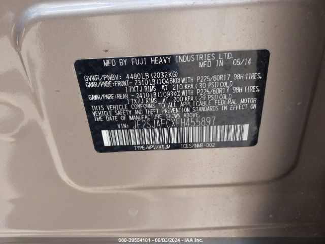JF2SJAFCXFH455897 Subaru Forester 2.5i Premium