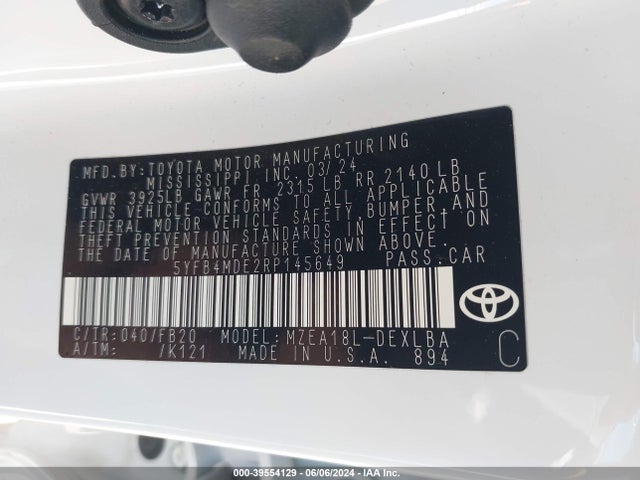 Toyota COROLLA LE 2024 5YFB4MDE2RP145649 Image 9