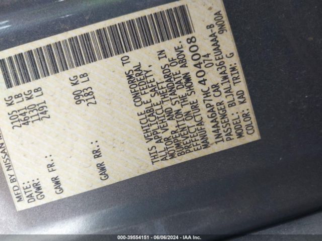 1N4AA6AP7HC404008 Nissan Maxima 3.5 Sr