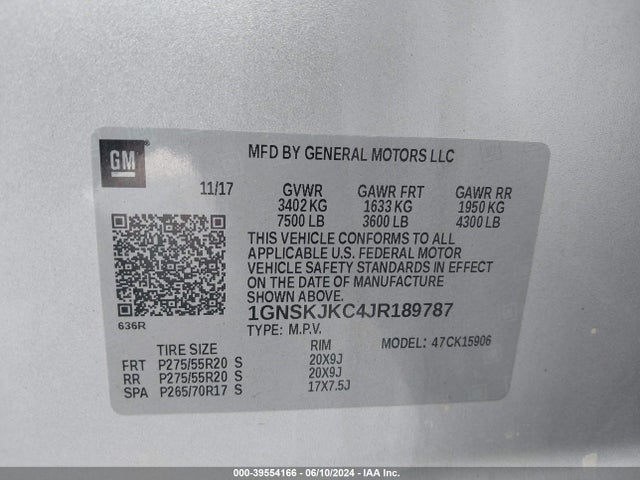 Chevrolet Suburban Premier 2018 1GNSKJKC4JR189787 Image 9